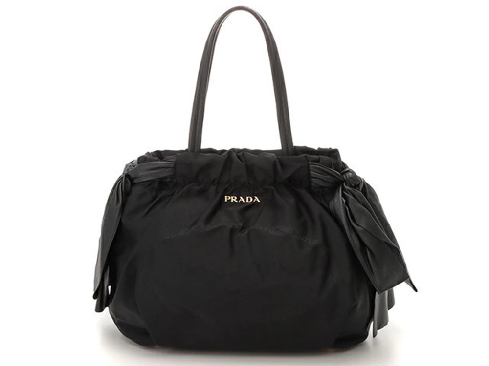 Prada Crossbody Tessuto Saffiano bag ribbon black calfskin